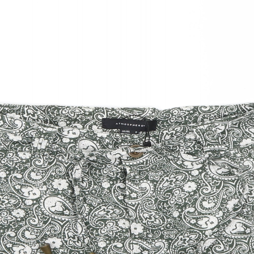 Atmosphere Womens Green Floral  Chino Shorts Size 8
