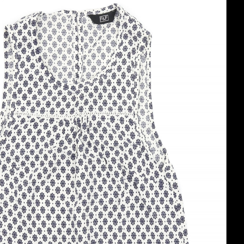 F&F Womens Blue Floral  Basic Tank Size 6