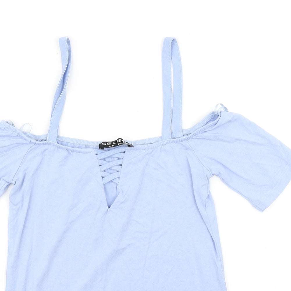 Womens UK Size 8 Select Blue Basic T-Shirt