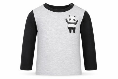 Front view of F&F boys’ grey basic t-shirt, size 12-18, months