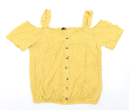 Womens UK Size 8 M&Co Yellow Basic Blouse