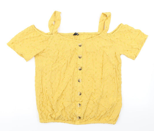 Womens UK Size 8 M&Co Yellow Basic Blouse