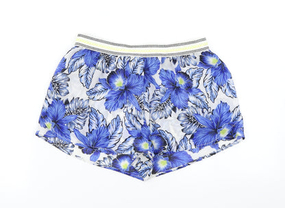 New Look Womens Blue Floral  Hot Pants Shorts Size 8