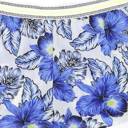 New Look Womens Blue Floral  Hot Pants Shorts Size 8