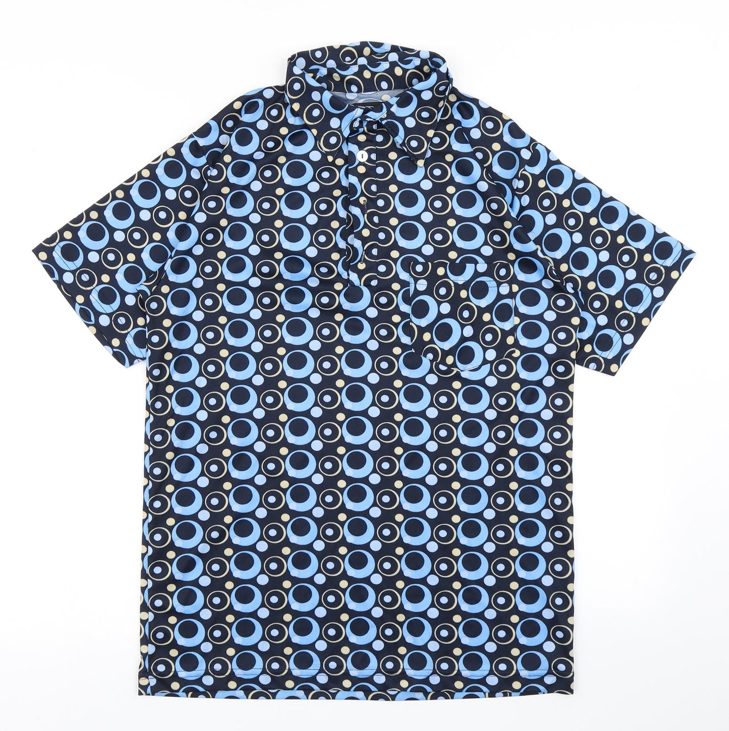 Mettle Mens Blue Polka Dot   Polo Size M