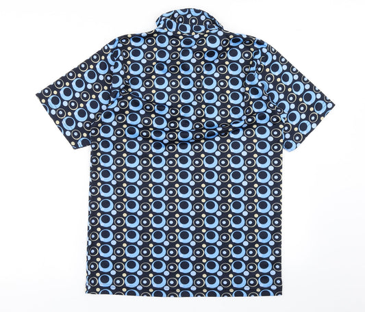 Mettle Mens Blue Polka Dot   Polo Size M