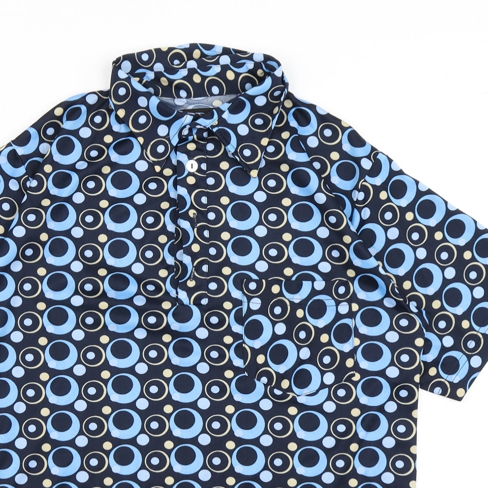 Mettle Mens Blue Polka Dot   Polo Size M