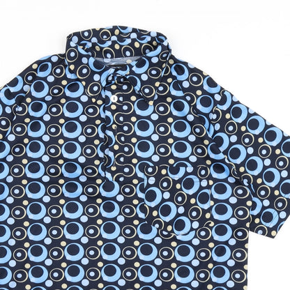Mettle Mens Blue Polka Dot   Polo Size M