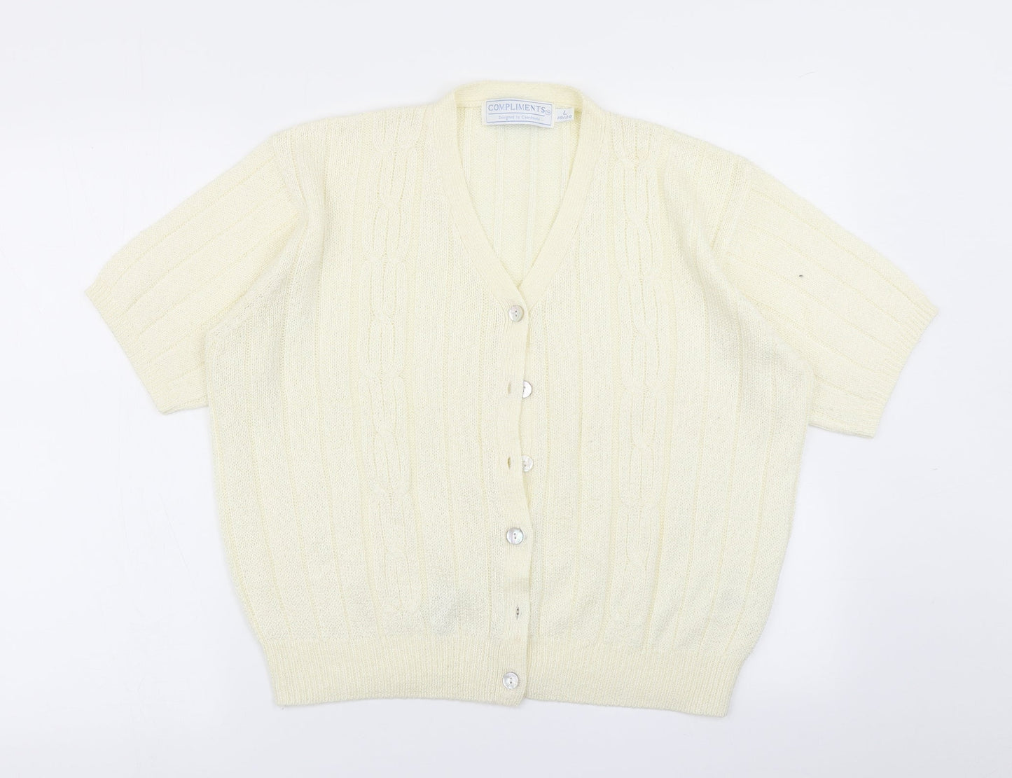 Womens UK Size L Compliments Yellow Cardigan Jumper