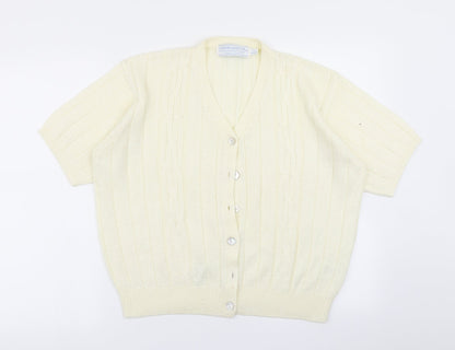 Womens UK Size L Compliments Yellow Cardigan Jumper