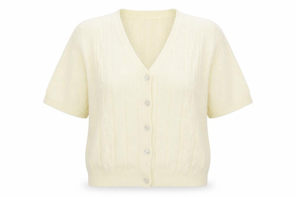 Front view of Compliments women’s yellow knit cardigan jumper, size L