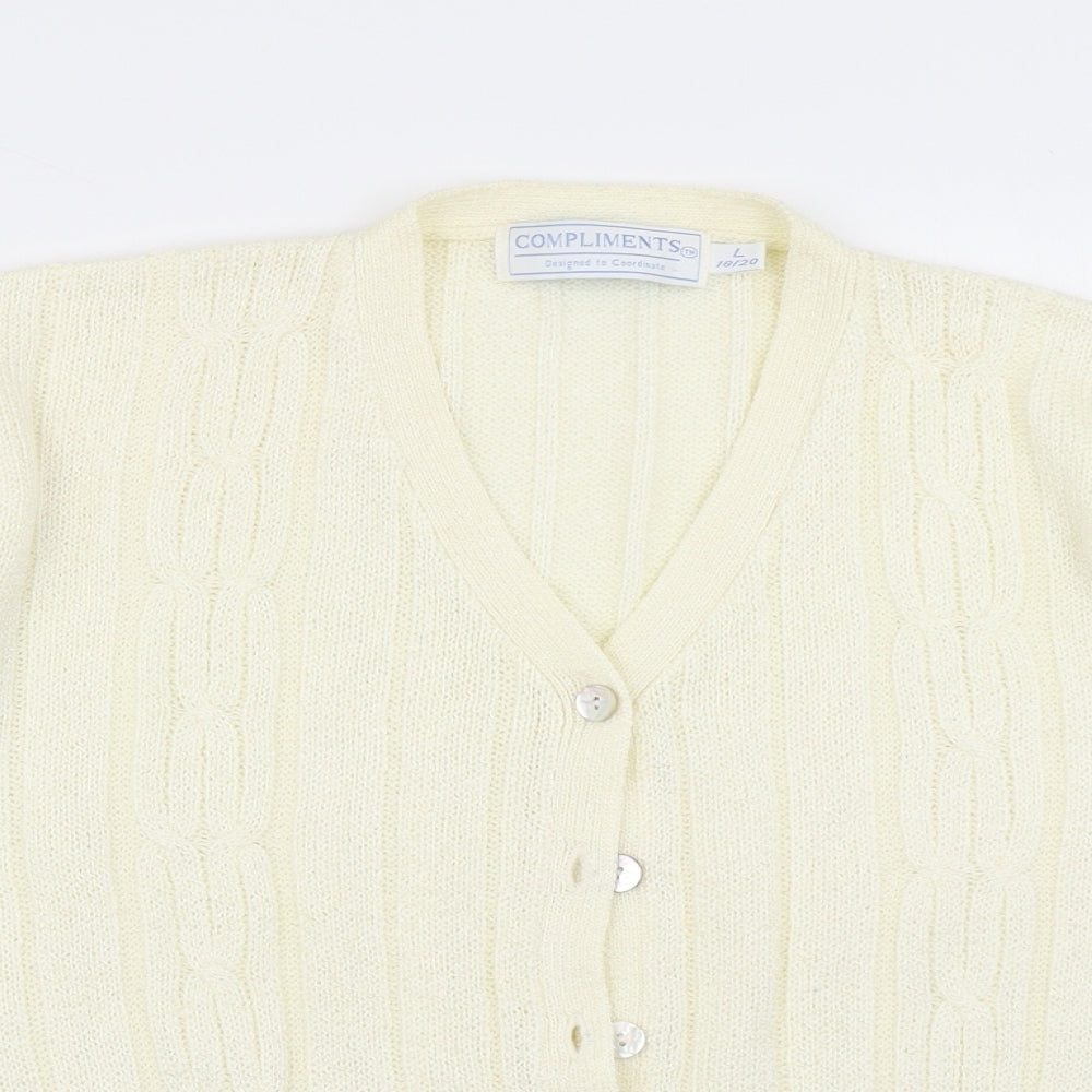 Womens UK Size L Compliments Yellow Cardigan Jumper