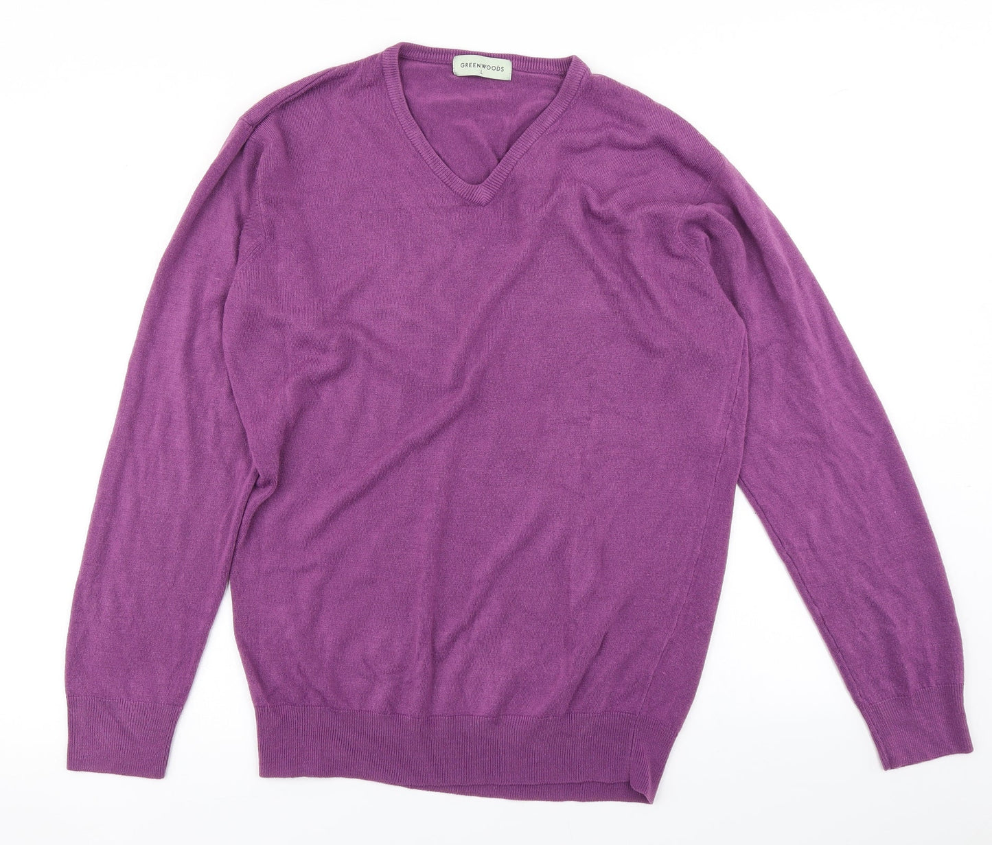 Greenwoods Mens Purple  Knit Pullover Jumper Size L