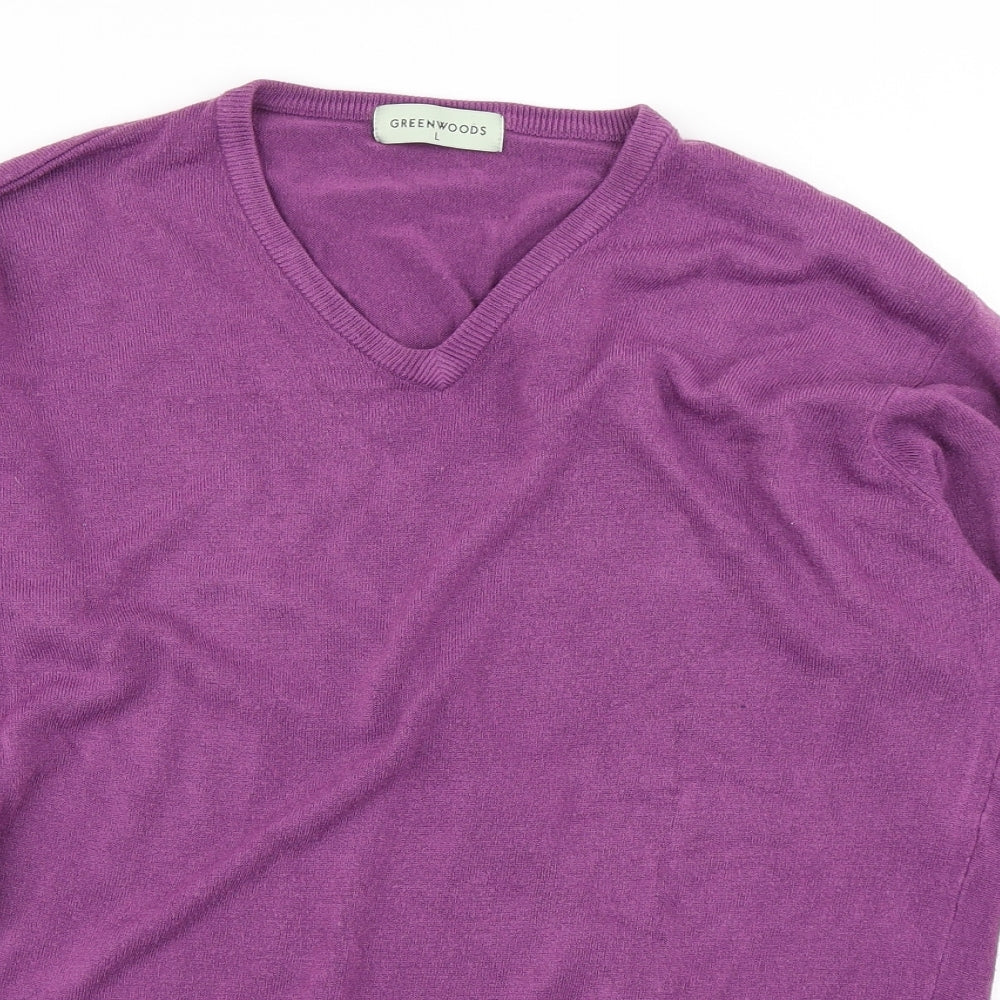 Greenwoods Mens Purple  Knit Pullover Jumper Size L