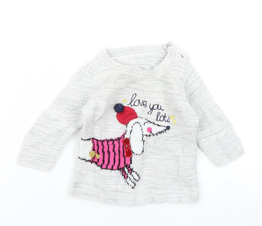 George Girls Grey  Knit Pullover Jumper Size 0-3 Months