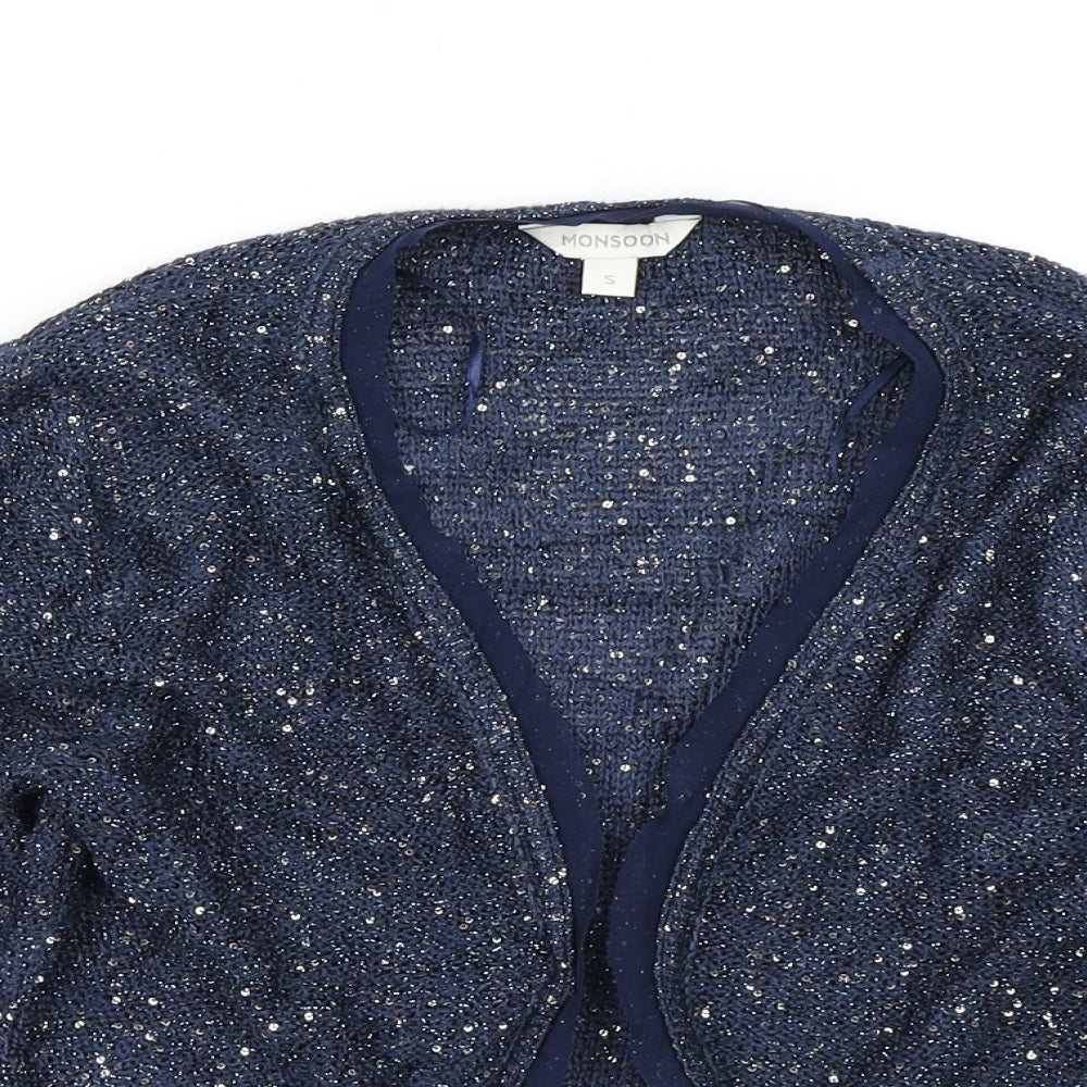 Womens UK Size S Monsoon Blue Cardigan Jumper