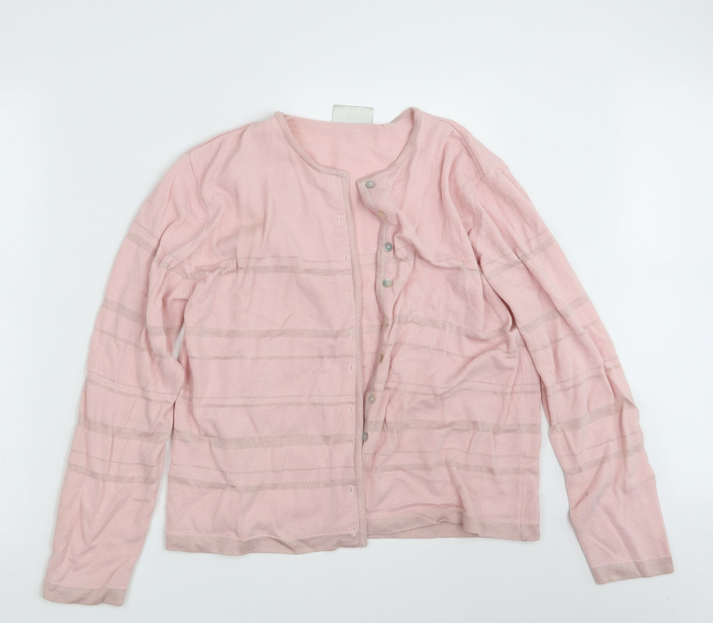 Modern Classics Womens Pink Striped Knit Cardigan Jumper Size 16