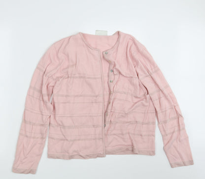 Modern Classics Womens Pink Striped Knit Cardigan Jumper Size 16