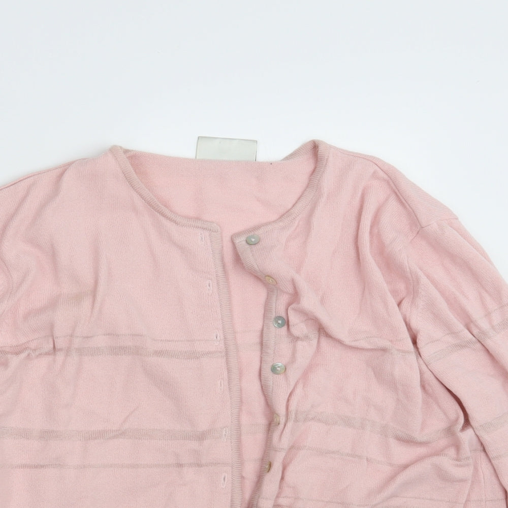 Modern Classics Womens Pink Striped Knit Cardigan Jumper Size 16