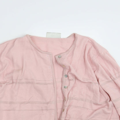 Modern Classics Womens Pink Striped Knit Cardigan Jumper Size 16