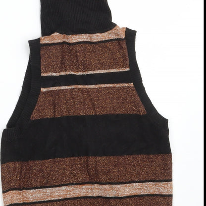 Brand and care label for Suchita women’s brown striped knit jumper, size UK 4