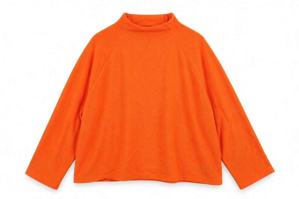 Front view of H&M women’s orange pullover sweatshirt, size XL