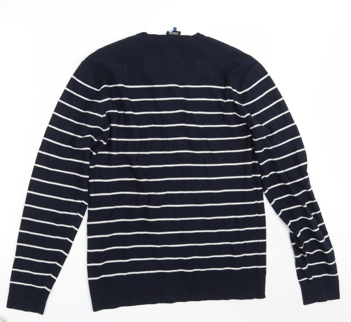 Revelation Mens Blue Striped Knit Pullover Jumper Size M