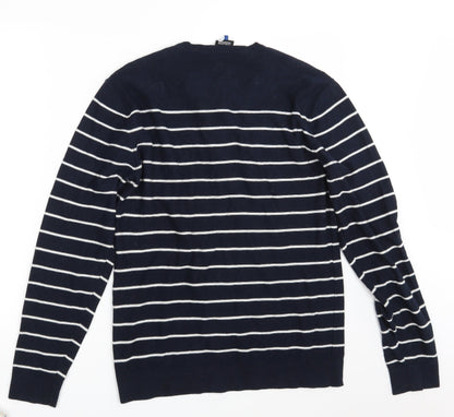 Revelation Mens Blue Striped Knit Pullover Jumper Size M