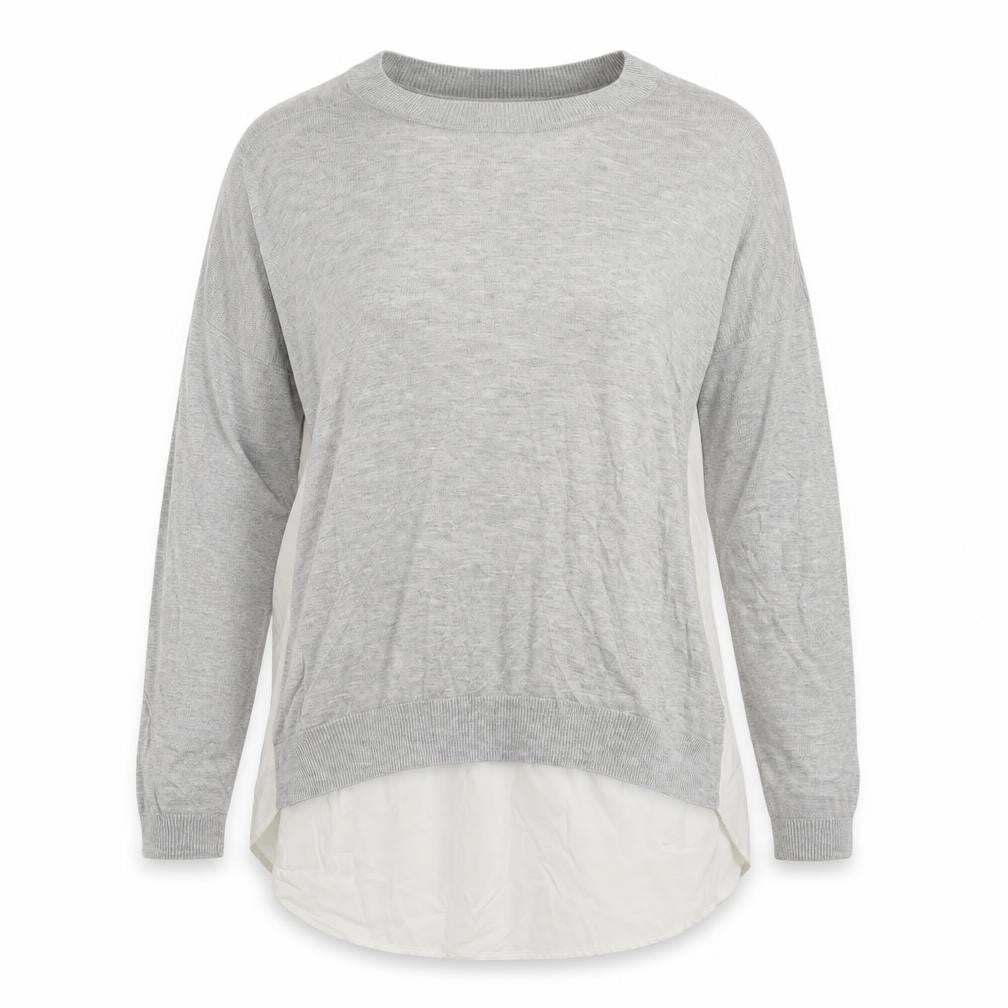 Front view of ASOS women’s grey pullover sweatshirt, size UK 12