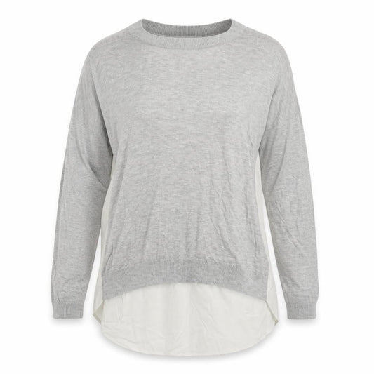 Front view of ASOS women’s grey pullover sweatshirt, size UK 12