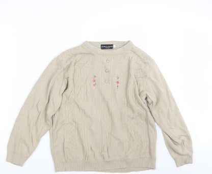 Womens UK Size L Merry Gold Beige Pullover Jumper
