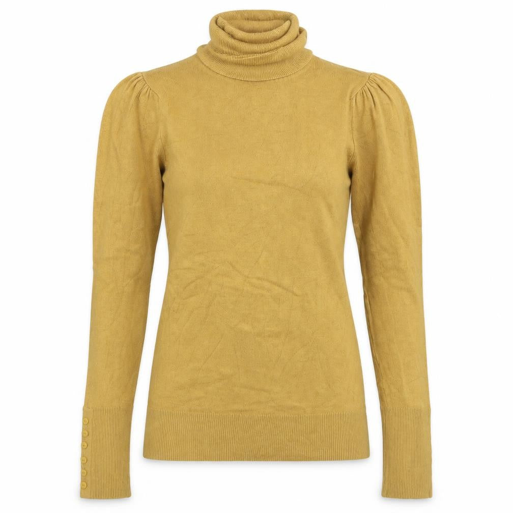 Front view of Atmosphere women’s yellow pullover sweatshirt, size UK 8