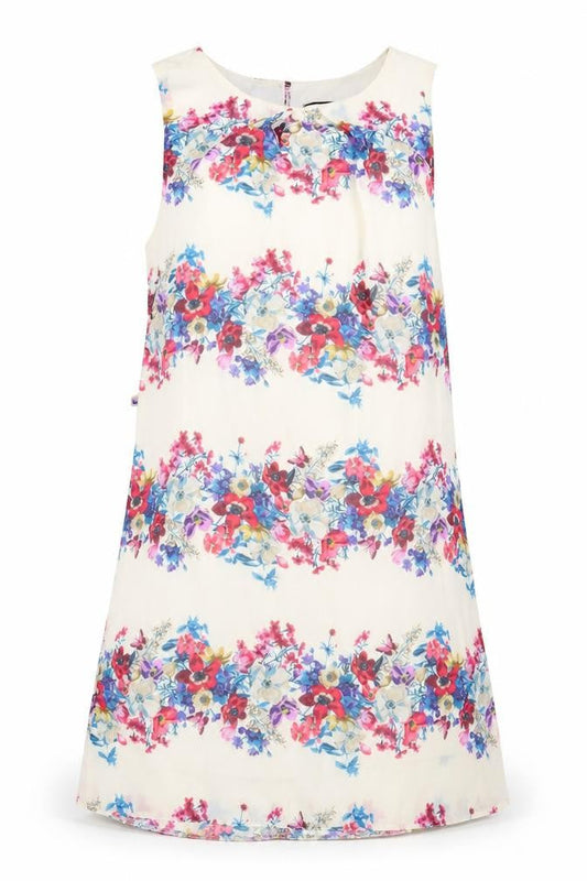 Front view of Atmosphere women’s ivory floral a-line, size UK 12