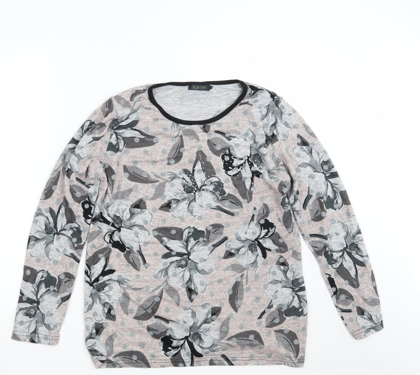 Sugar Crisp Womens Pink Floral  Pullover Sweatshirt Size L  - Lounge Wear