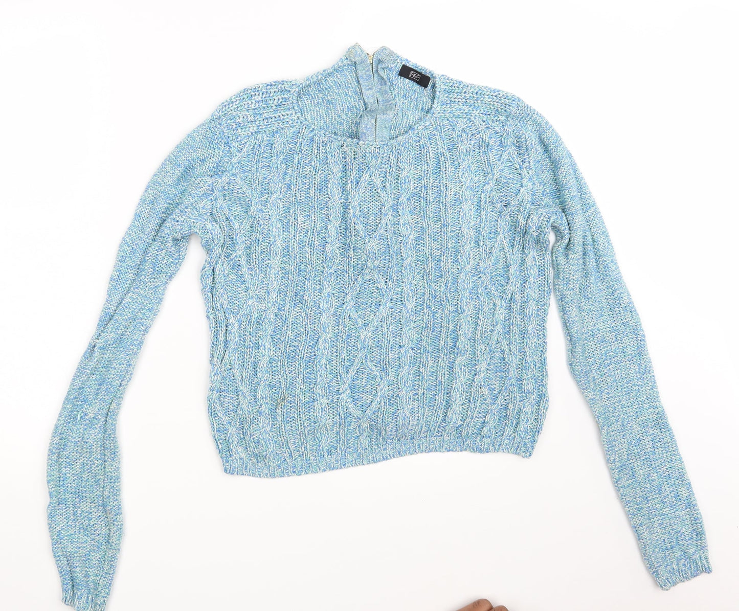 F&F Womens Blue  Knit Full Zip Jumper Size 10