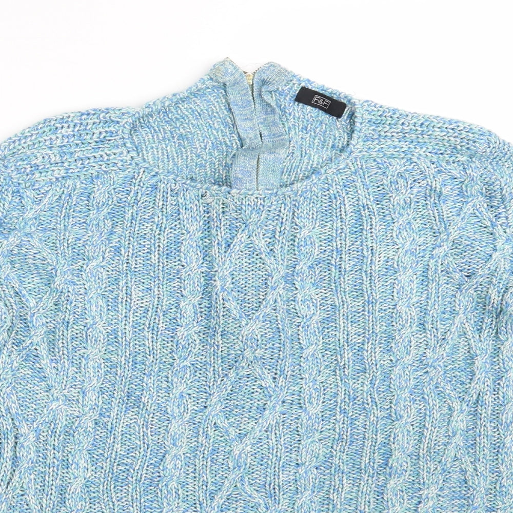 F&F Womens Blue  Knit Full Zip Jumper Size 10