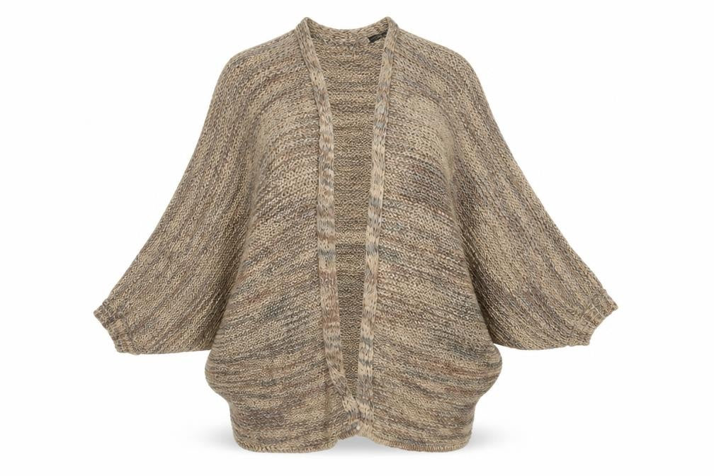 Front view of Atmosphere women’s brown wrap jumper, size XS
