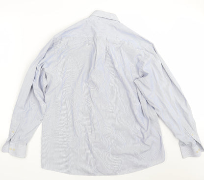 Mens UK Size 16 NEXT Blue  Button-Up Long Sleeve Casual Shirt