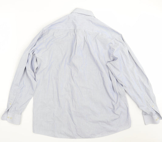 Mens UK Size 16 NEXT Blue  Button-Up Long Sleeve Casual Shirt