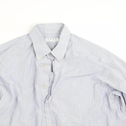 Mens UK Size 16 NEXT Blue  Button-Up Long Sleeve Casual Shirt