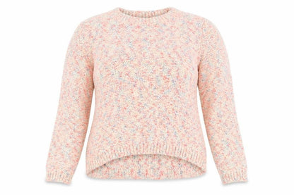 Front view of Tilly women’s orange knit jumper, size UK 12