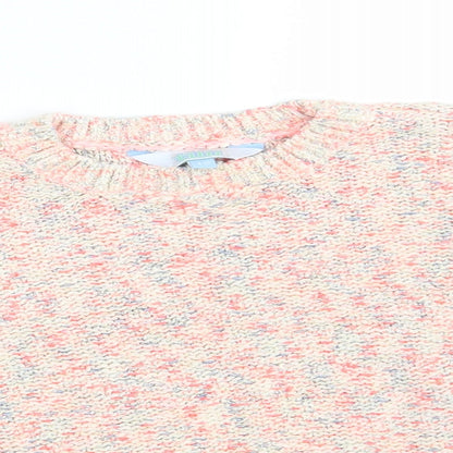 Close-up detail of Tilly women’s orange knit jumper, size UK 12