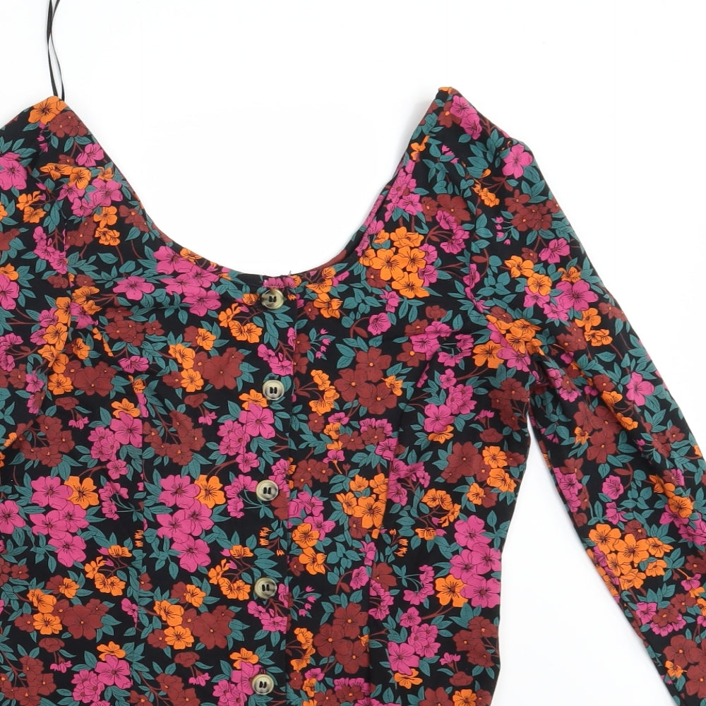 Topshop Womens Multicoloured Floral  Jumpsuit One-Piece Size 10