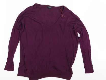Additional front view of Topshop women’s purple knit pullover sweatshirt, size UK 8