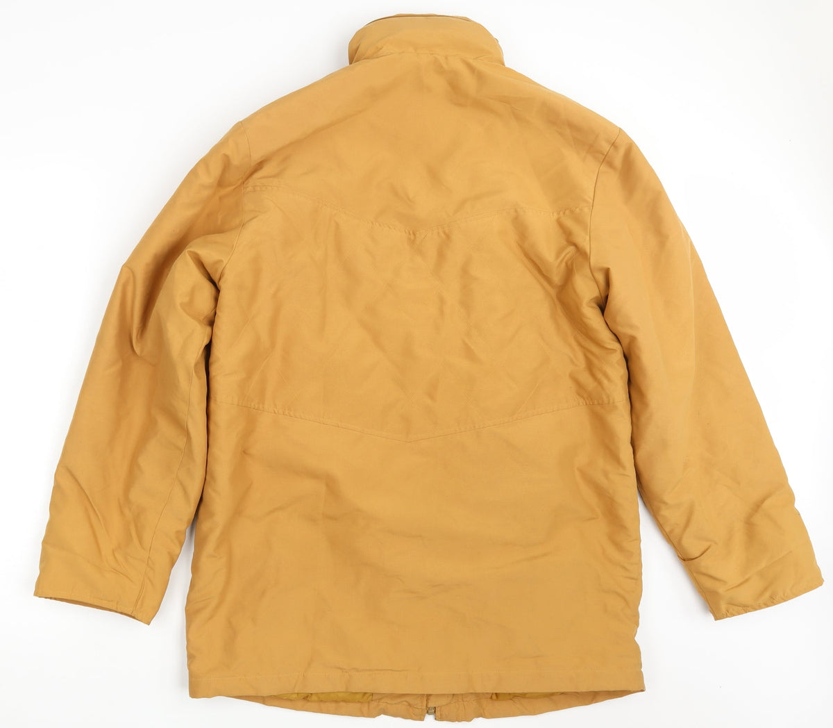Back view of Doxon women’s yellow overcoat coat, size UK 14