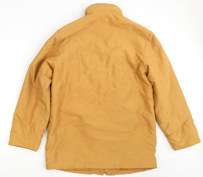 Back view of Doxon women’s yellow overcoat coat, size UK 14