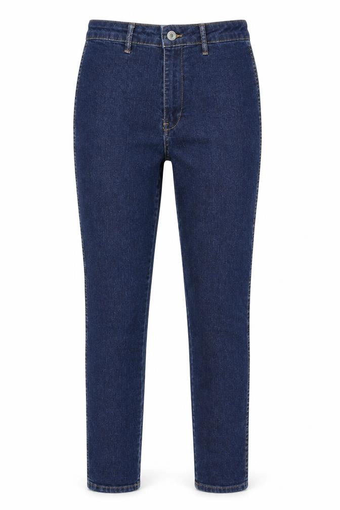 Front view of H&M women’s blue denim skinny jeans, size UK 28, in, 29-inch leg