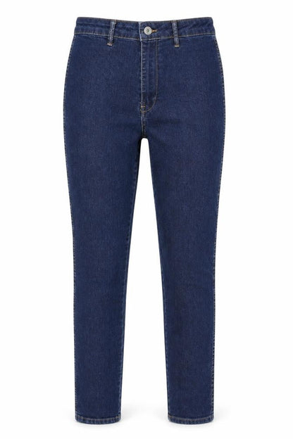 Front view of H&M women’s blue denim skinny jeans, size UK 28, in, 29-inch leg