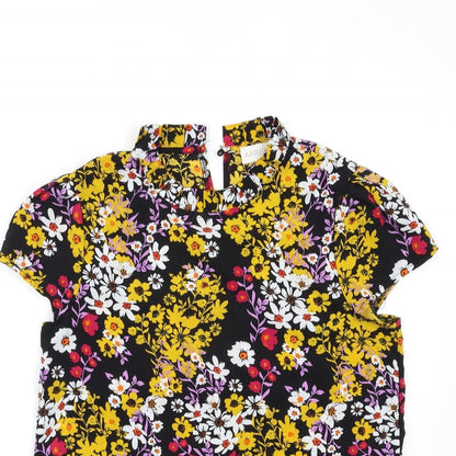 Apricot Womens Black Floral  Basic Blouse Size 10