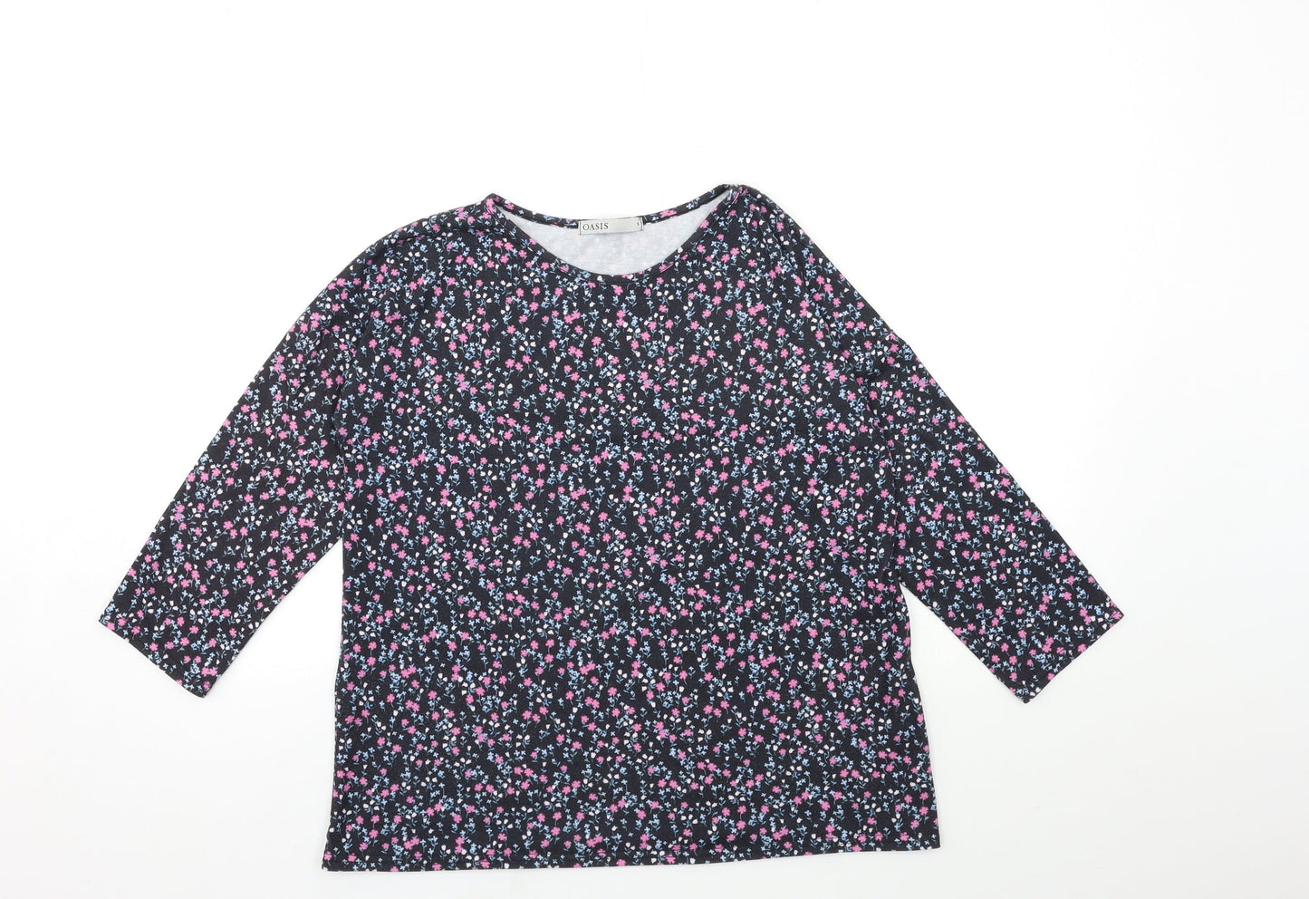 Womens UK Size S Oasis Black Basic T-Shirt